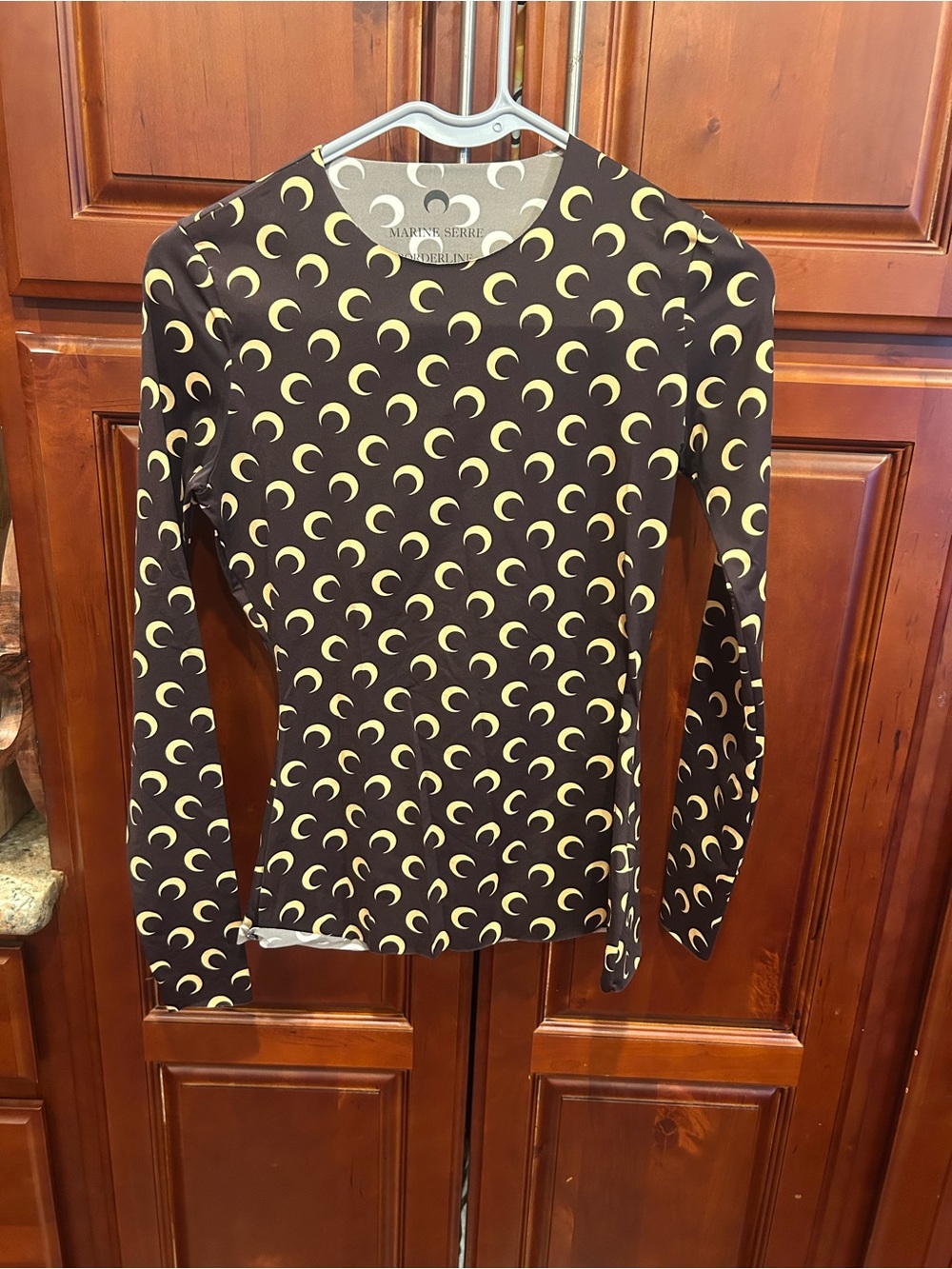 Marine Serre Black Crescent-Print Long Sleeve Top M
